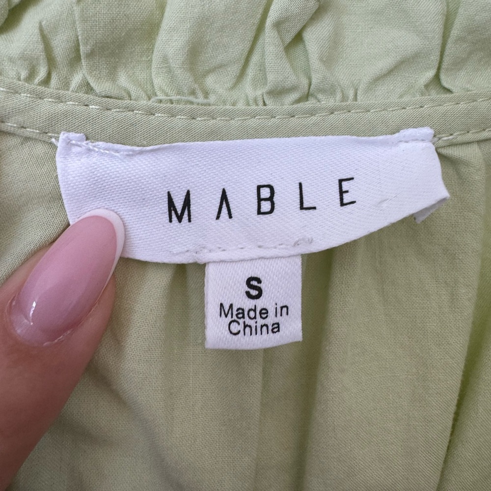Mable Mini Dress in Light Green - Ruffle Style - Size S - Picture 7 of 11